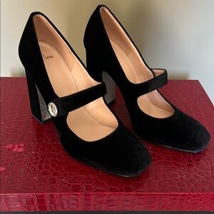 J. Crew Black Velvet Mary Jane Heels